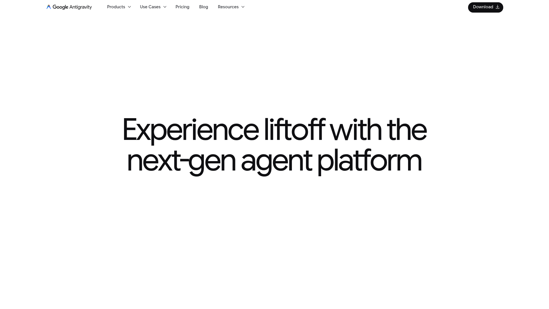 Google Antigravity homepage