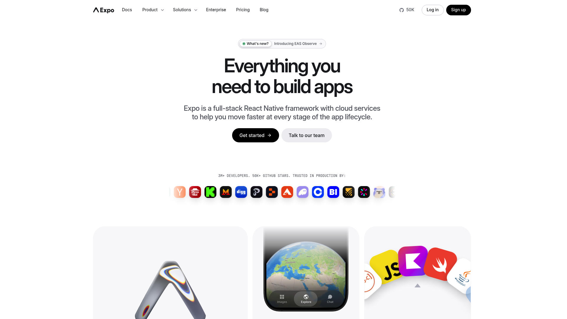 Expo Platform homepage