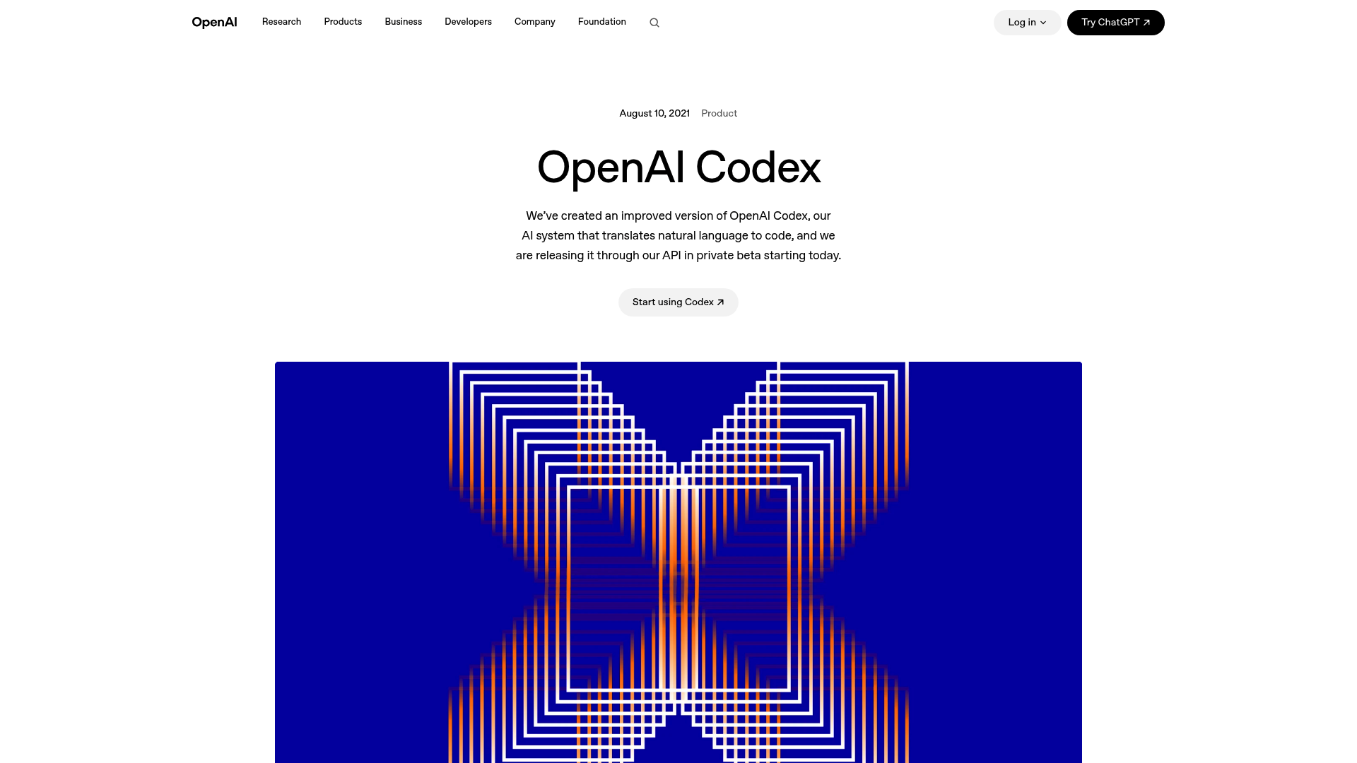 OpenAI Codex homepage