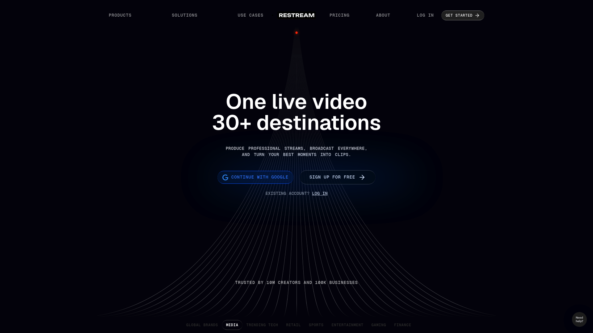 Restream homepage