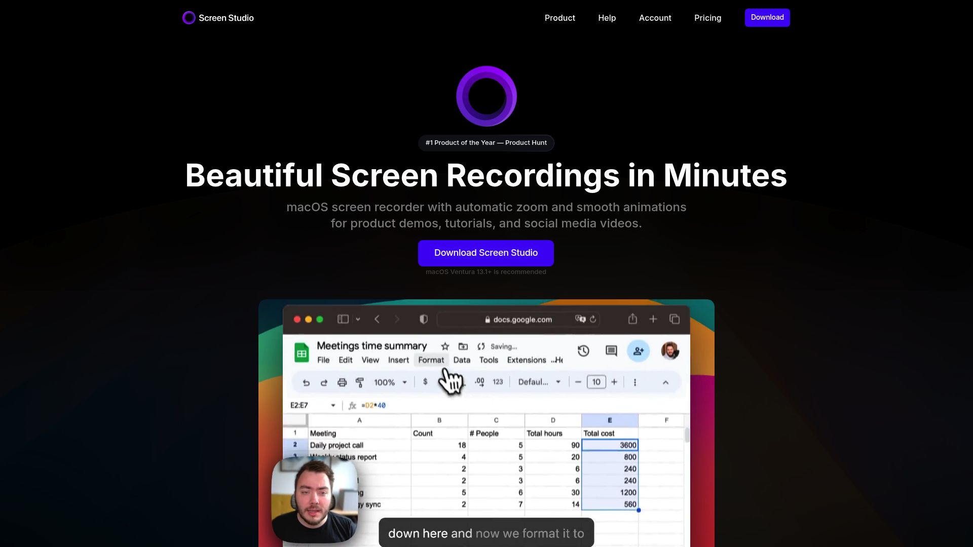 Screen Studio homepage