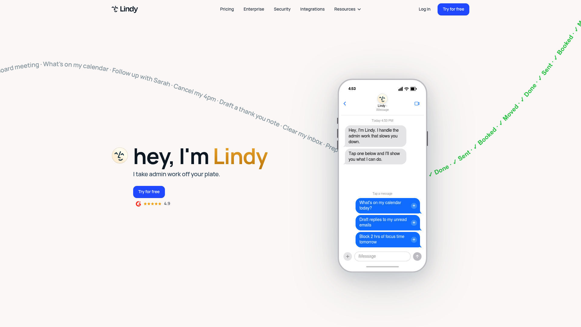 Lindy.AI homepage