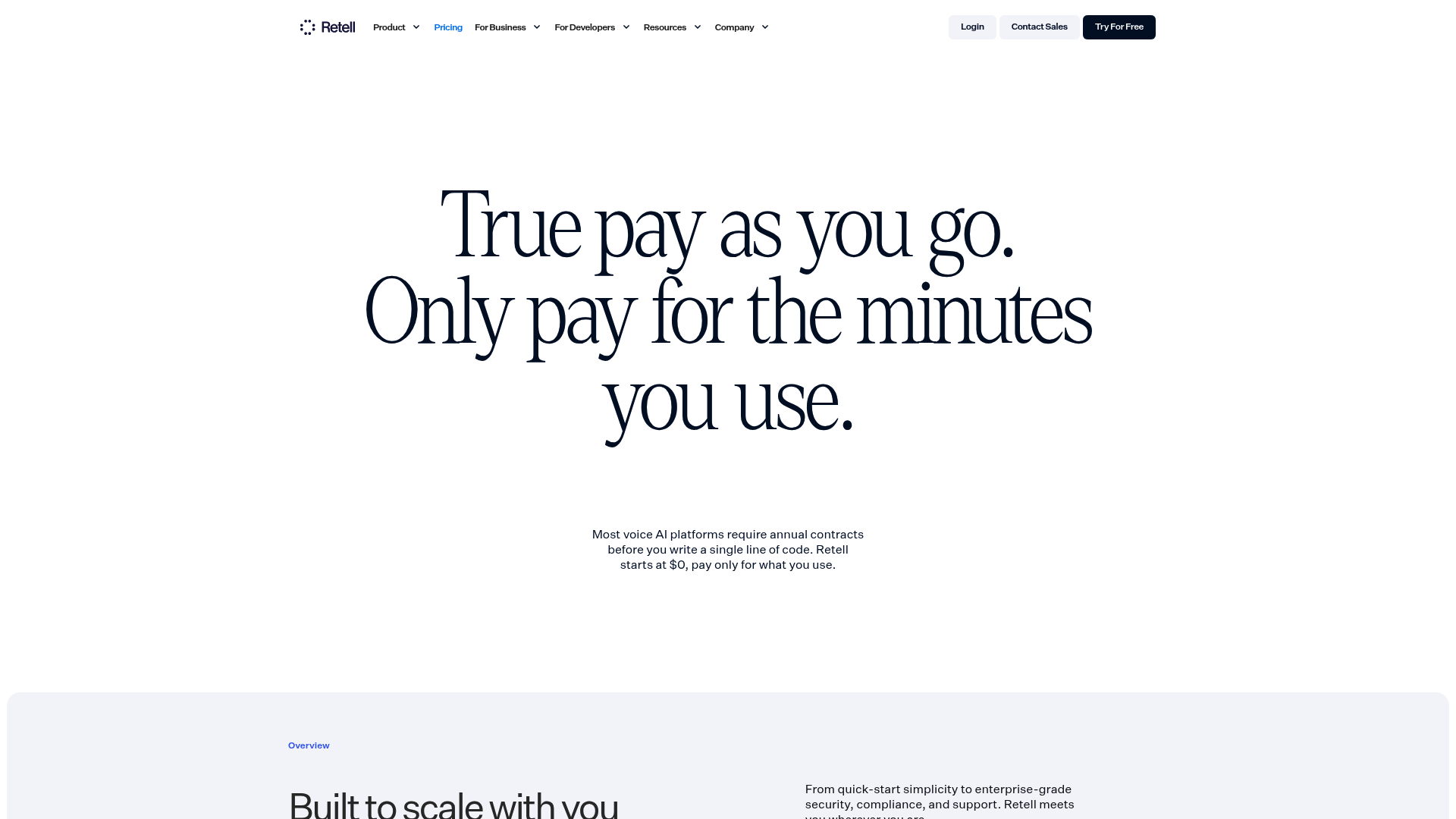 Retell AI pricing page